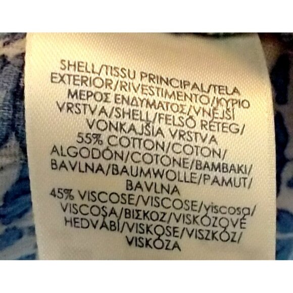 CHAPS Womens Blouse Peasant Boho Gauzy 1/2 Button Top 3/4 Sleeve Blue White - XL - Picture 4 of 6